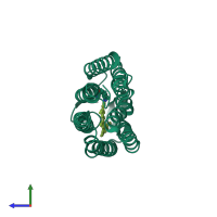 PDB entry 1r84 coloured by chain, ensemble of 12 models, side view.
