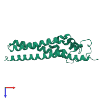 PDB entry 1r8i coloured by chain, top view.
