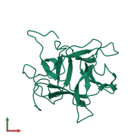 PDB entry 1r8n coloured by chain, front view.