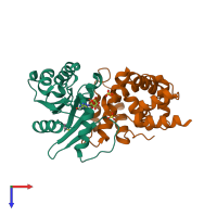 PDB entry 1r8s coloured by chain, top view.