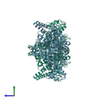 PDB entry 1r8w coloured by chain, side view.