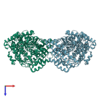 PDB entry 1r8w coloured by chain, top view.