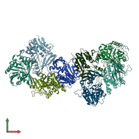 PDB entry 1r8y coloured by chain, front view.