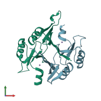 PDB entry 1r9c coloured by chain, front view.