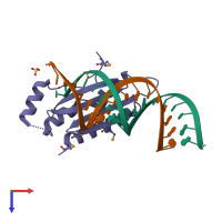 PDB entry 1r9f coloured by chain, top view.