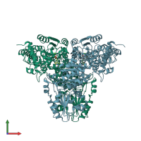 PDB entry 1r9j coloured by chain, front view.