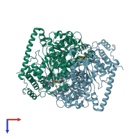 PDB entry 1r9j coloured by chain, top view.