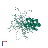 PDB entry 1r9p coloured by chain, ensemble of 20 models, top view.