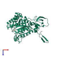 PDB entry 1r9x coloured by chain, top view.