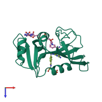 PDB entry 1ra2 coloured by chain, top view.
