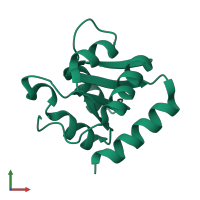 PDB entry 1ra4 coloured by chain, front view.