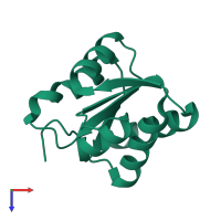 PDB entry 1ra4 coloured by chain, top view.