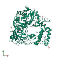 PDB entry 1ra6 coloured by chain, front view.