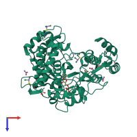 PDB entry 1ra7 coloured by chain, top view.