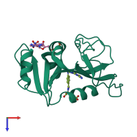 PDB entry 1ra8 coloured by chain, top view.
