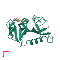 PDB entry 1ra9 coloured by chain, top view.