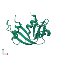 PDB entry 1rat coloured by chain, front view.