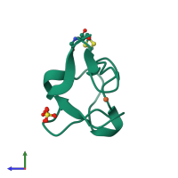 PDB entry 1rb9 coloured by chain, side view.