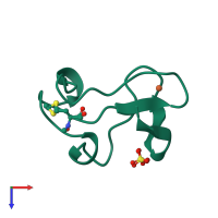 PDB entry 1rb9 coloured by chain, top view.
