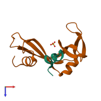 PDB entry 1rbc coloured by chain, top view.