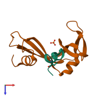 PDB entry 1rbd coloured by chain, top view.