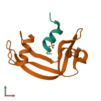 PDB entry 1rbf coloured by chain, front view.