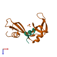 PDB entry 1rbf coloured by chain, top view.