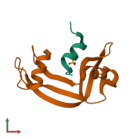 PDB entry 1rbi coloured by chain, front view.