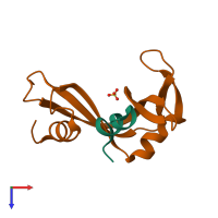 PDB entry 1rbi coloured by chain, top view.