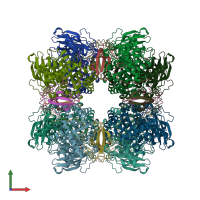 PDB entry 1rbl coloured by chain, front view.