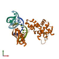 PDB entry 1rc7 coloured by chain, front view.