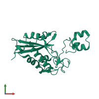 PDB entry 1rc9 coloured by chain, front view.