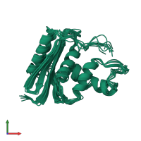 PDB entry 1rch coloured by chain, ensemble of 8 models, front view.