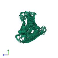 PDB entry 1rch coloured by chain, ensemble of 8 models, side view.