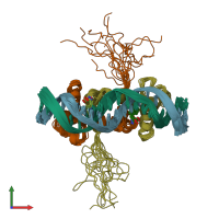 PDB entry 1rcs coloured by chain, ensemble of 15 models, front view.