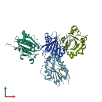 PDB entry 1rd4 coloured by chain, front view.
