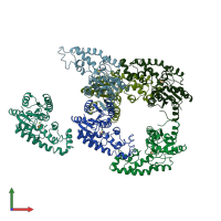 PDB entry 1rdf coloured by chain, front view.