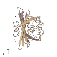 PDB entry 1rdh coloured by chain, side view.