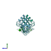 PDB entry 1rdk coloured by chain, side view.