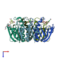 PDB entry 1rdp coloured by chain, top view.