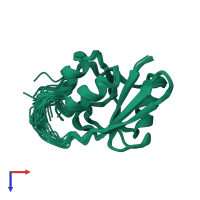 PDB entry 1rdu coloured by chain, ensemble of 20 models, top view.