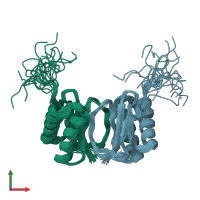 PDB entry 1re6 coloured by chain, ensemble of 20 models, front view.