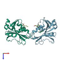 PDB entry 1re7 coloured by chain, top view.