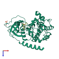 PDB entry 1re8 coloured by chain, top view.