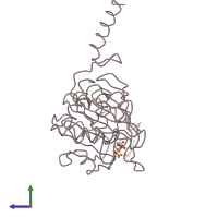 PDB entry 1rea coloured by chain, side view.