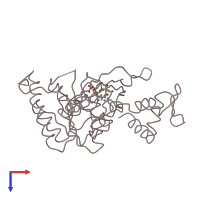 PDB entry 1rea coloured by chain, top view.