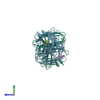 PDB entry 1ree coloured by chain, side view.