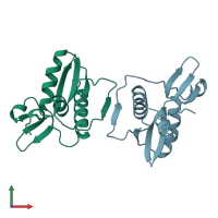 PDB entry 1reg coloured by chain, front view.