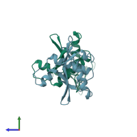 PDB entry 1reg coloured by chain, side view.