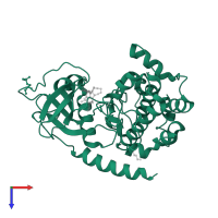 cAMP-dependent protein kinase catalytic subunit alpha in PDB entry 1rek, assembly 1, top view.